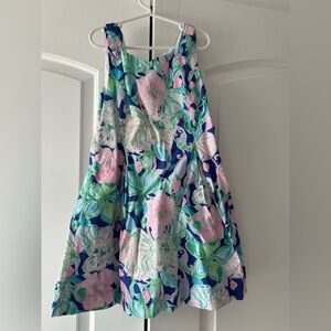 Blue and Pink Sleeveless Scoop Neck Sundress